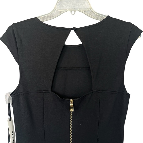 KATE YOUNG Black Ponte Cutout Back Fit & Flare Dress LBD Size 6 NWT - Picture 4 of 14